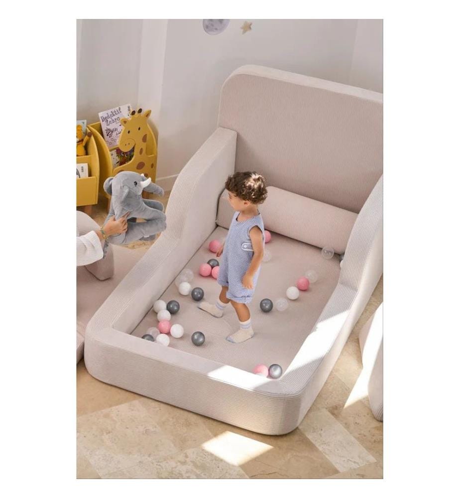 Letto per bambini, tessuto felpato a coste 100%, crema