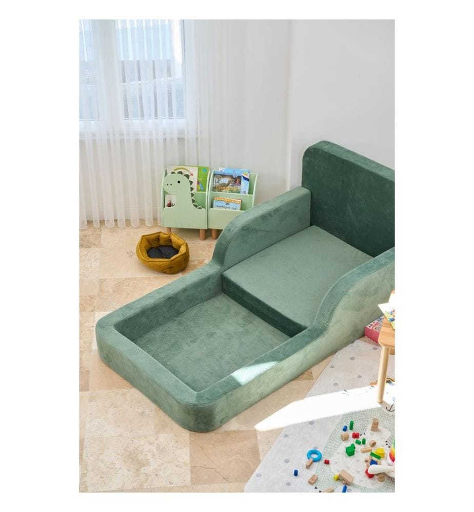 Letto per bambini, tessuto felpato a coste 100%, verde