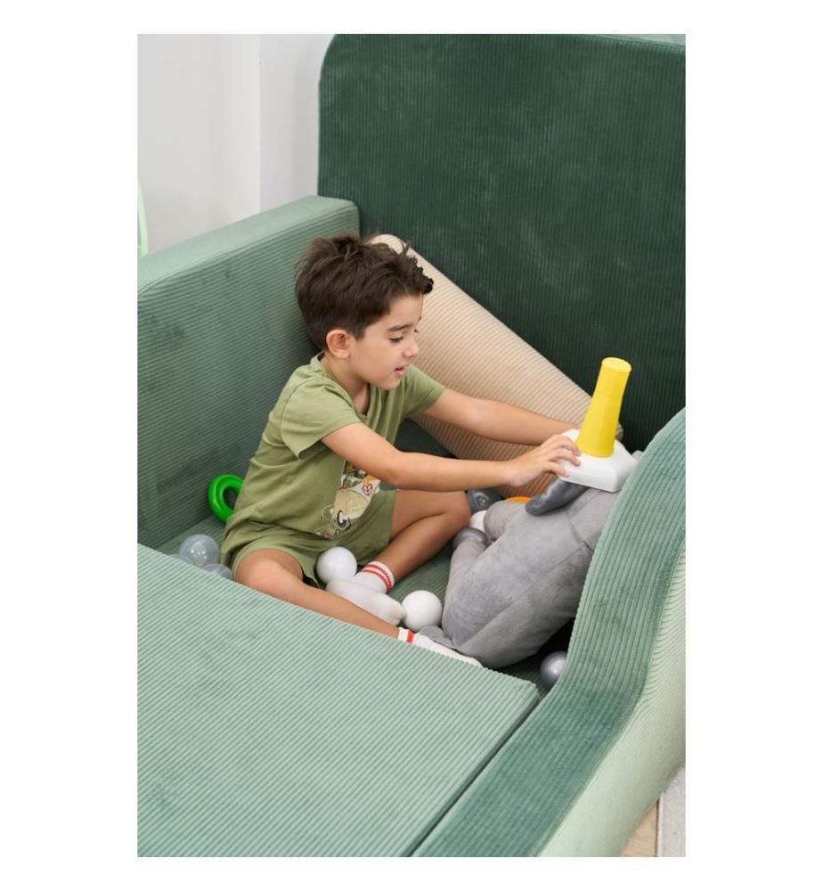 Letto per bambini, tessuto felpato a coste 100%, verde