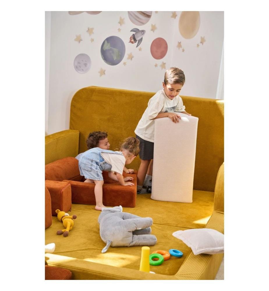 Letto per bambini, tessuto felpato a coste 100%, color senape