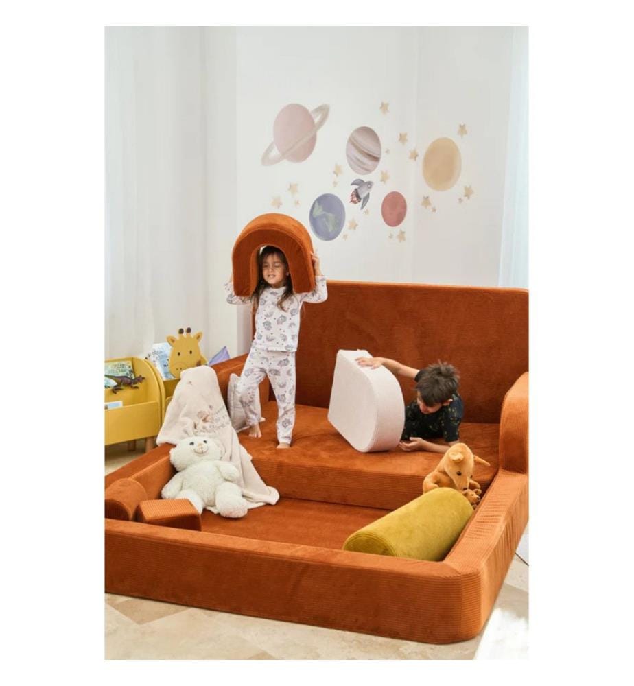 Letto per bambini, tessuto felpato a coste 100%, rosso piastrella