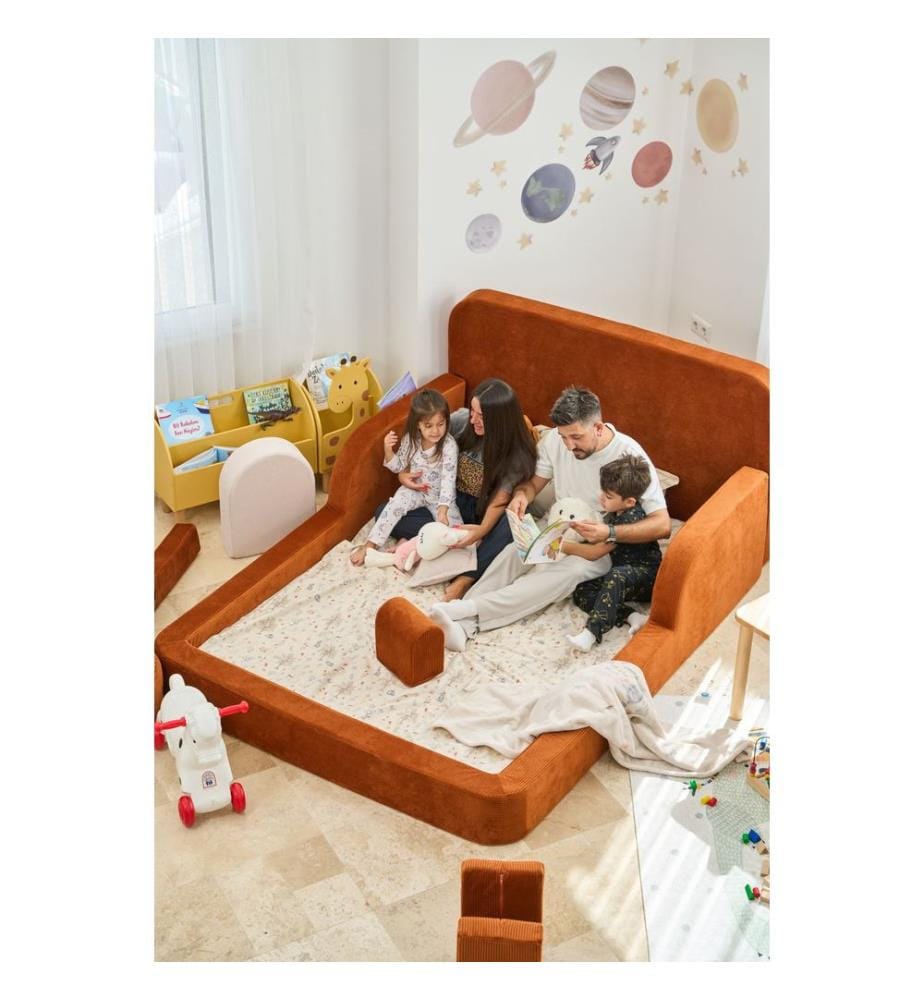 Letto per bambini, tessuto felpato a coste 100%, rosso piastrella