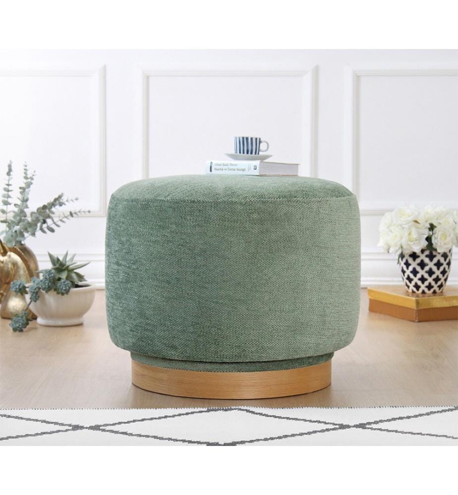 Sitzpuff, Grün, 100 % BAUMWOLLE, Holzbeine