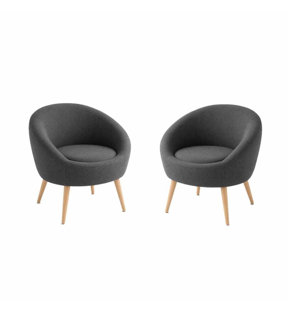 Wing Chair & Side Table Set, 3 Pieces, 100% MELAMINE COATED PARTICLE BOARD, Anthracite