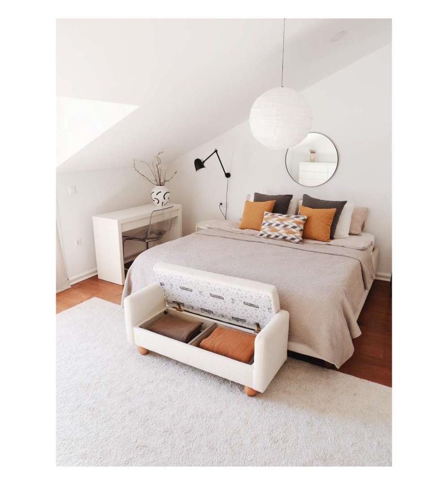 Panca, Bianco, Tessuto: 100% Teddy