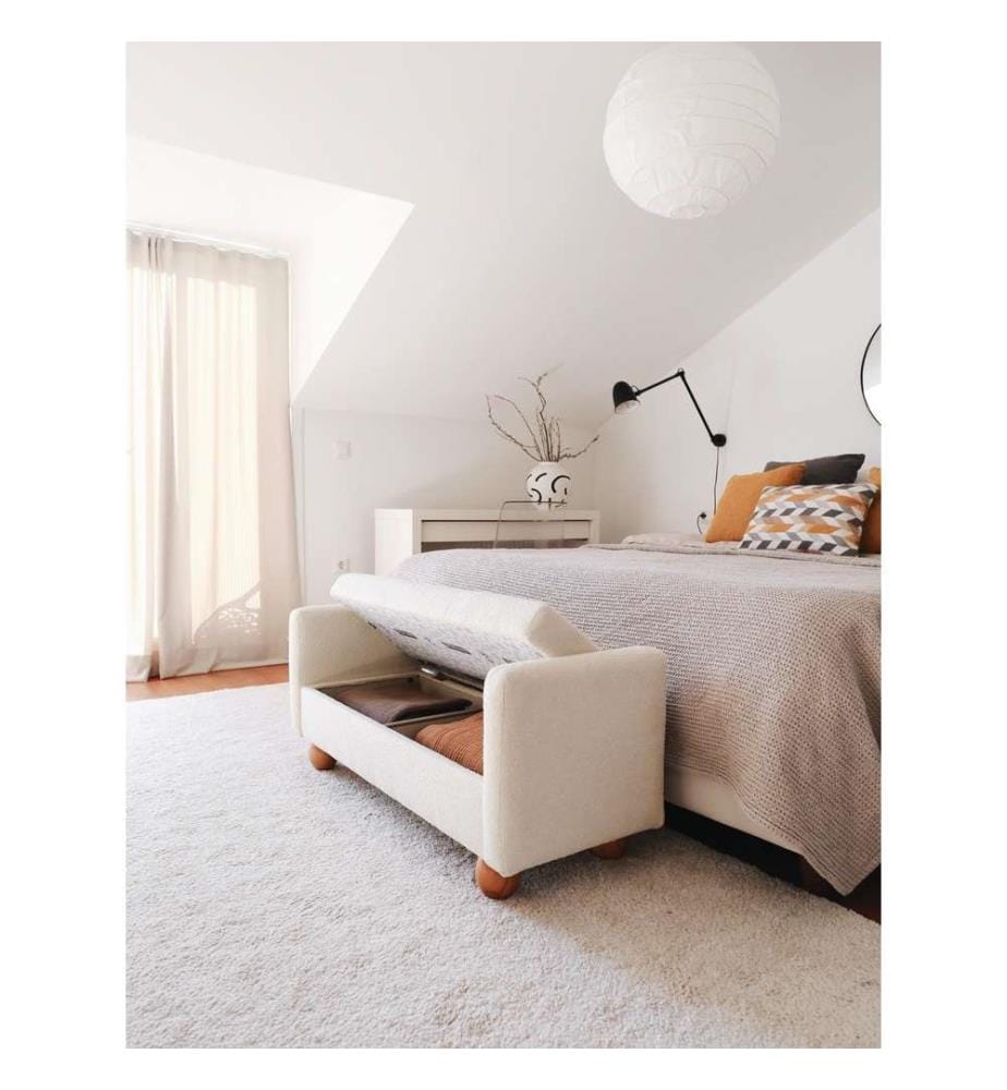 Panca, Bianco, Tessuto: 100% Teddy