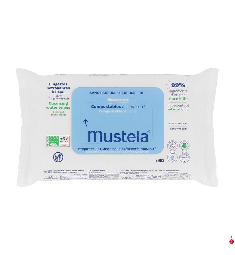 Lingettes Nettoyantes à l'Eau - 60 Pièces