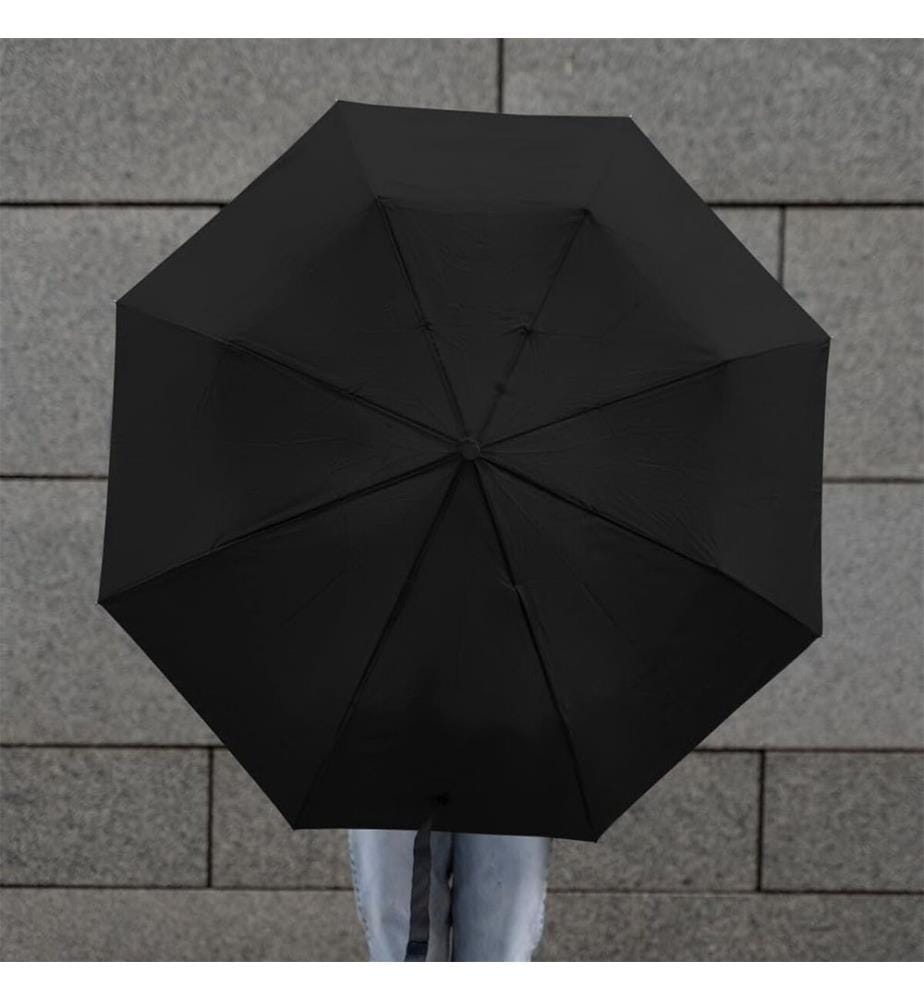 Automatischer Premium-Regenschirm Schwarzer Holzgriff- Schwarz