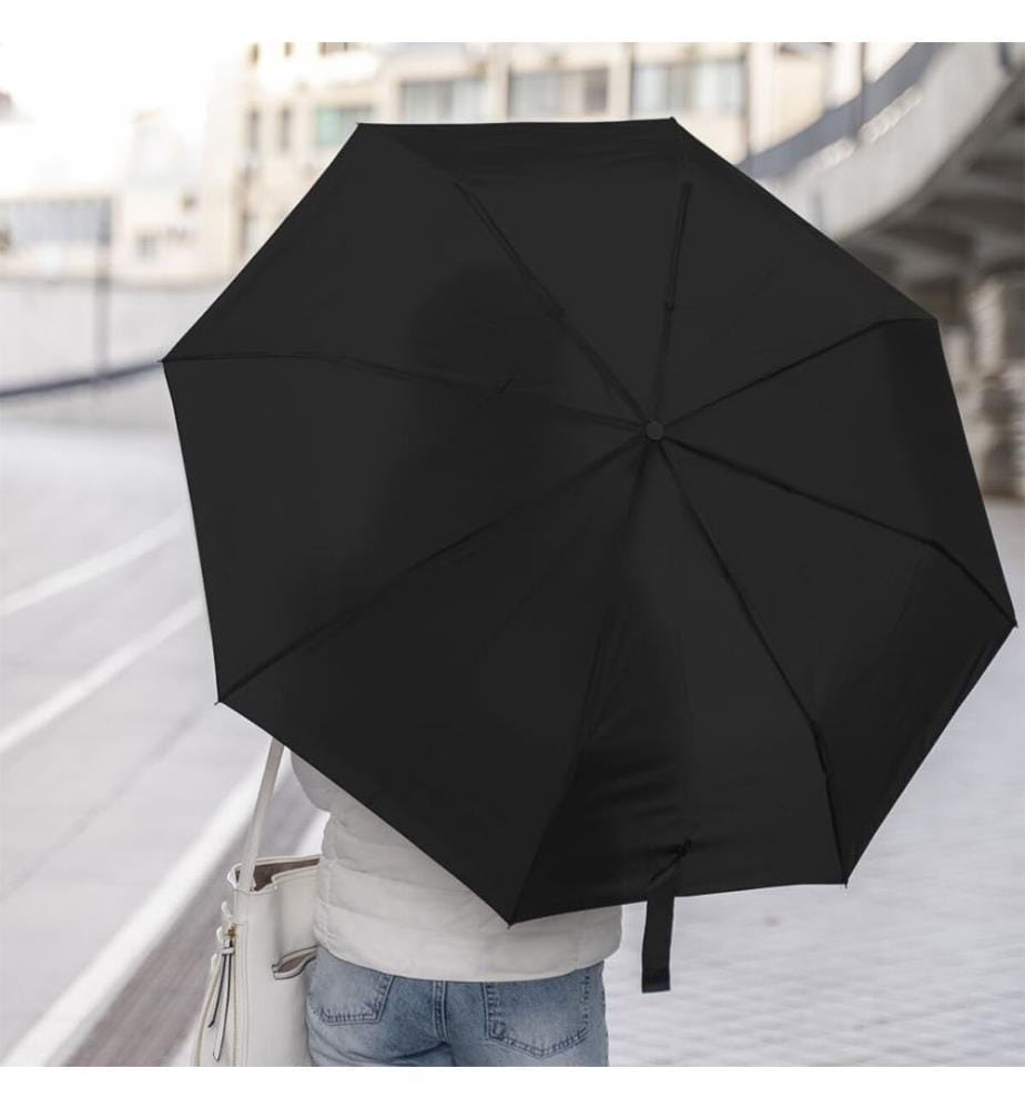 Automatischer Premium-Regenschirm Schwarzer Holzgriff- Schwarz