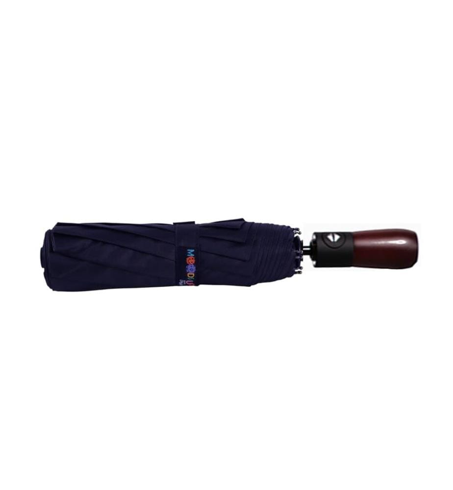 Automatischer Premium-Regenschirm Holzgriff Marineblau - Marineblau