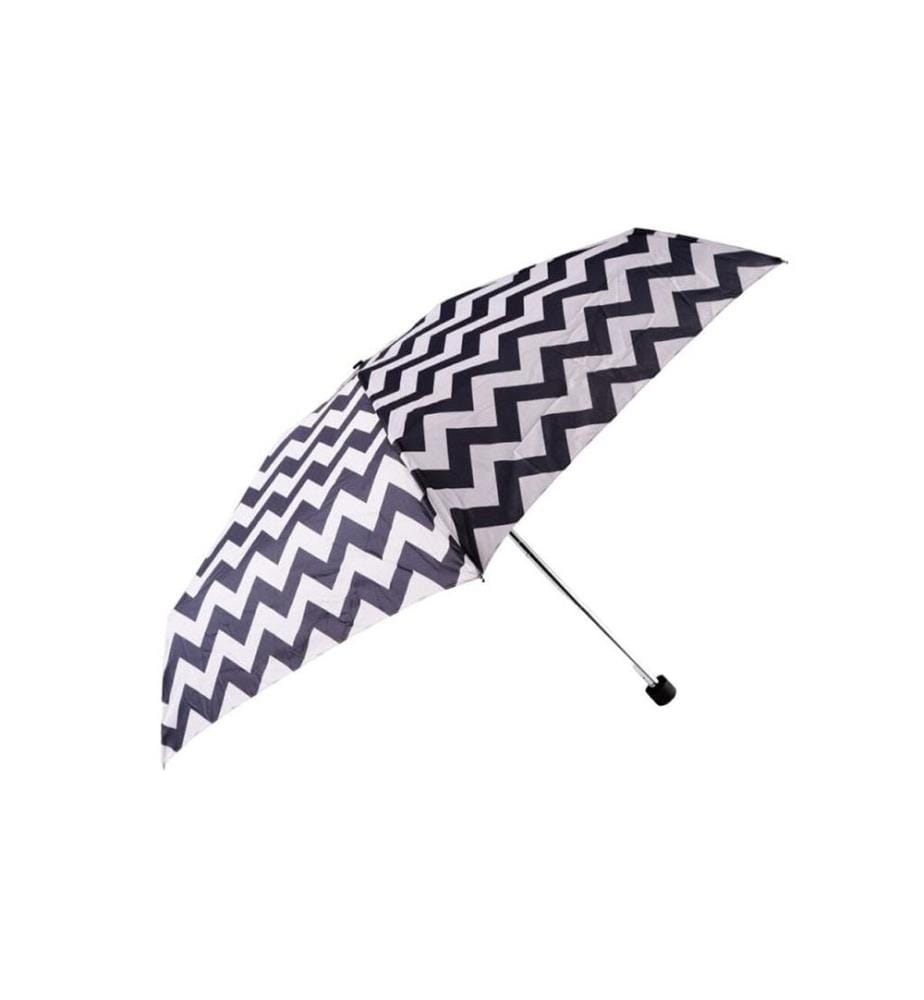 Mini Regenschirm Zigzag Schwarz und Weiss - Schwarz