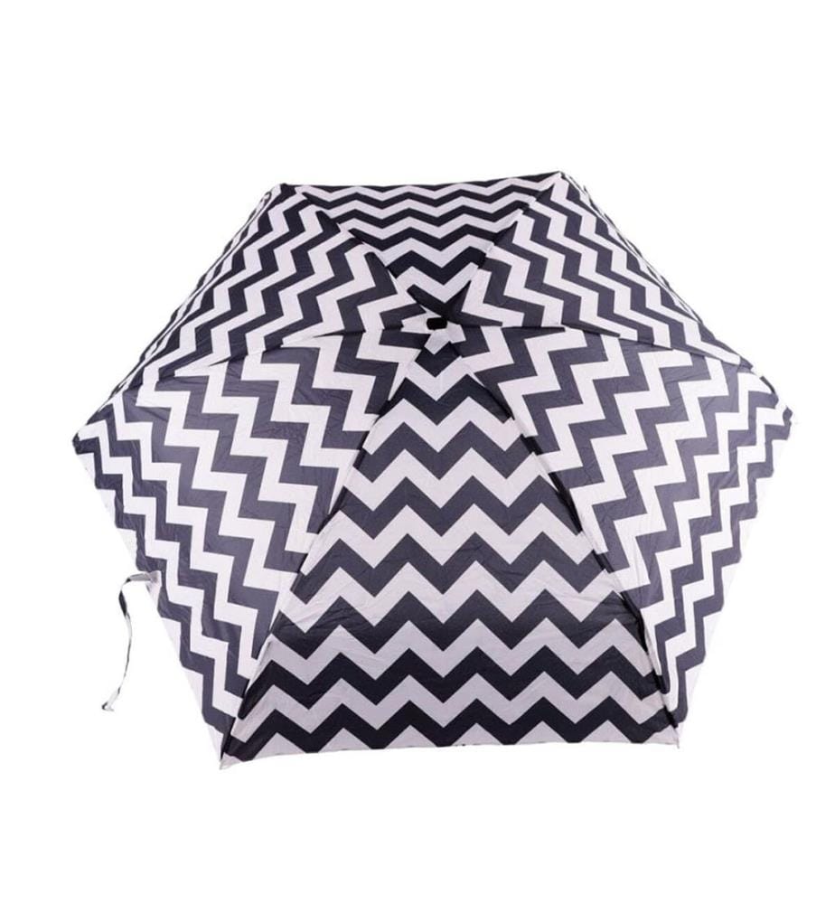 Mini Regenschirm Zigzag Schwarz und Weiss - Schwarz