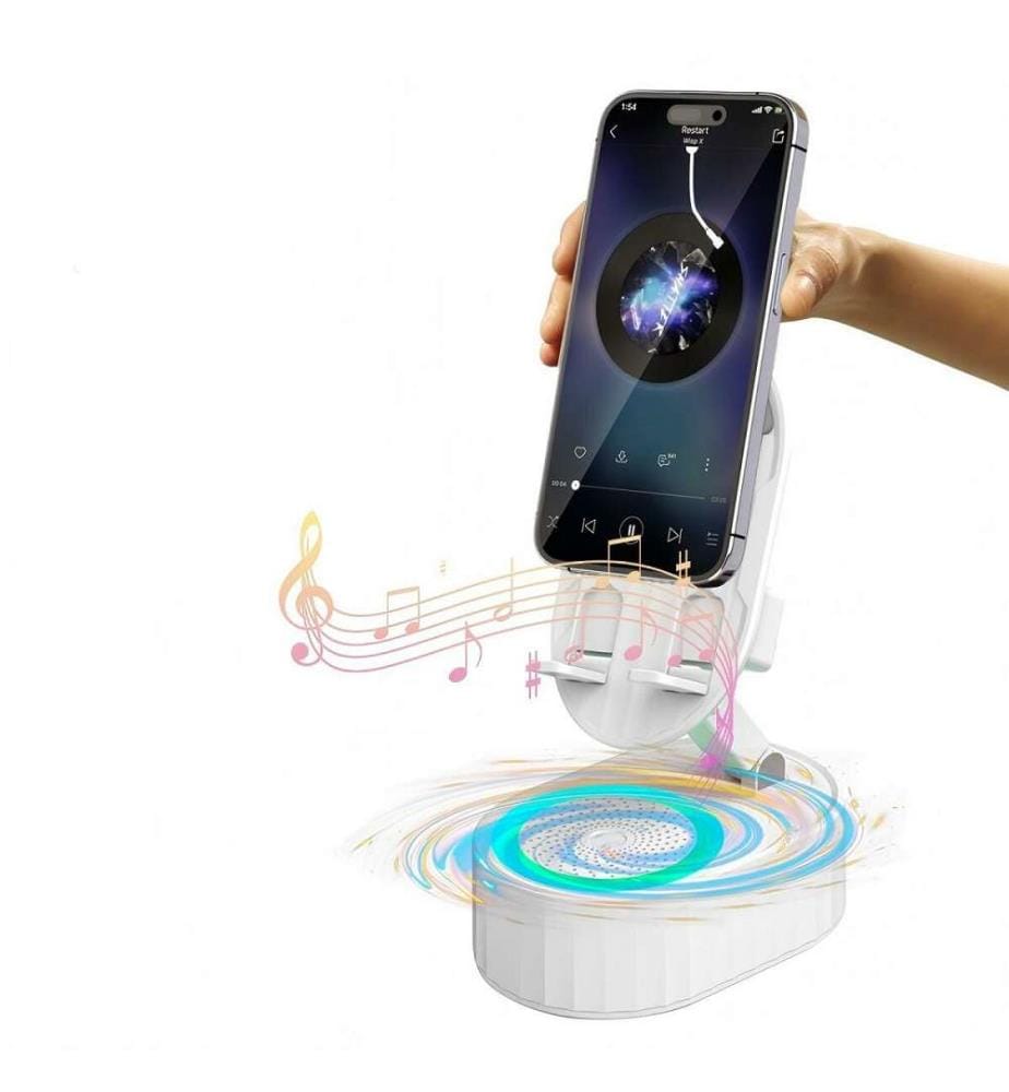 Support pour smartphone avec haut-parleur Kinglucky ZJ-016 Blanc 5 W