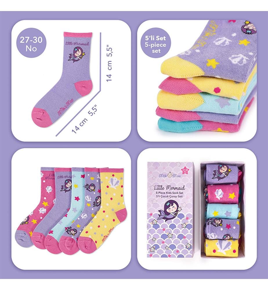 5er-Pack Meerjungfrau-Socken - Grösse 27-30