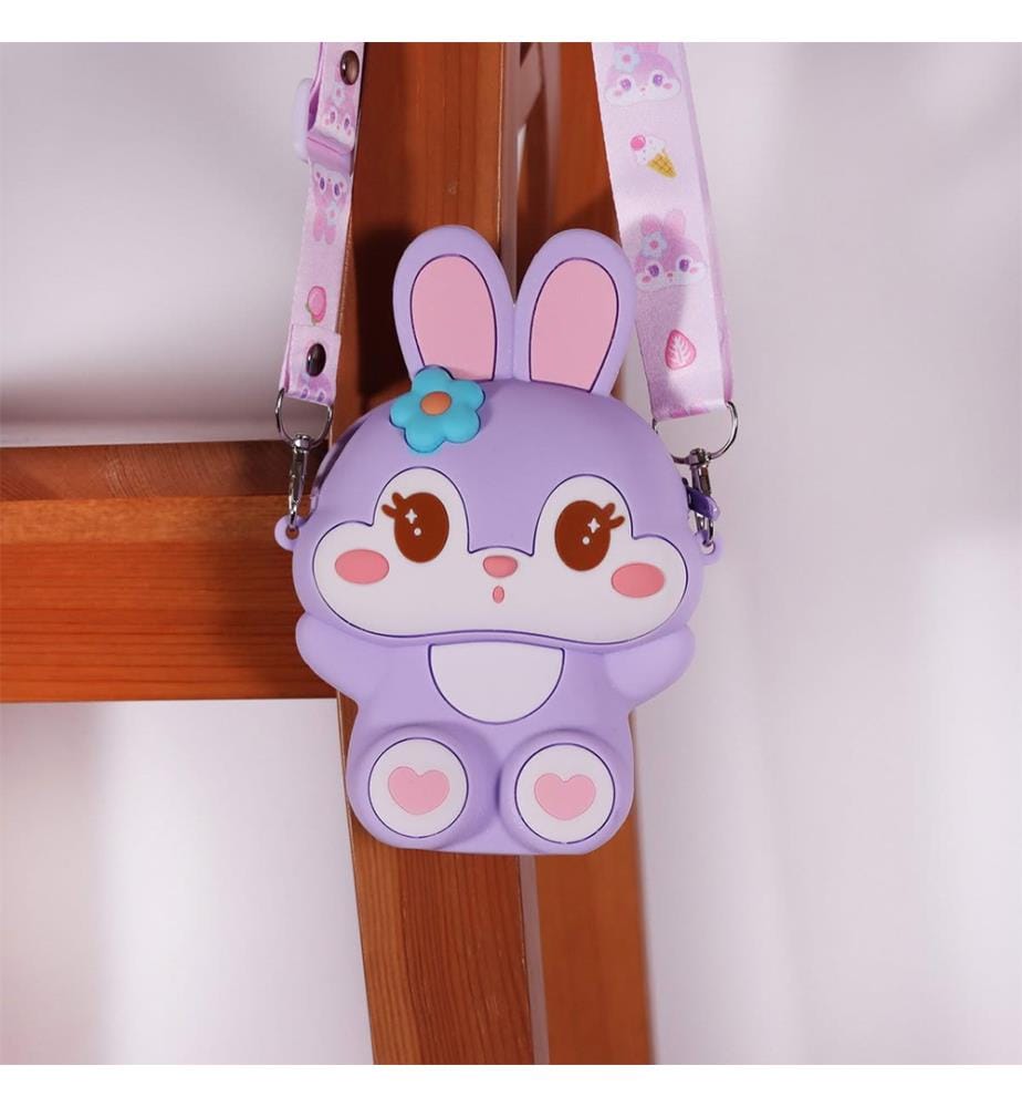 Runde Umhängetasche Purple Bunny