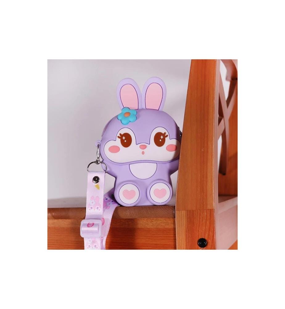 Runde Umhängetasche Purple Bunny