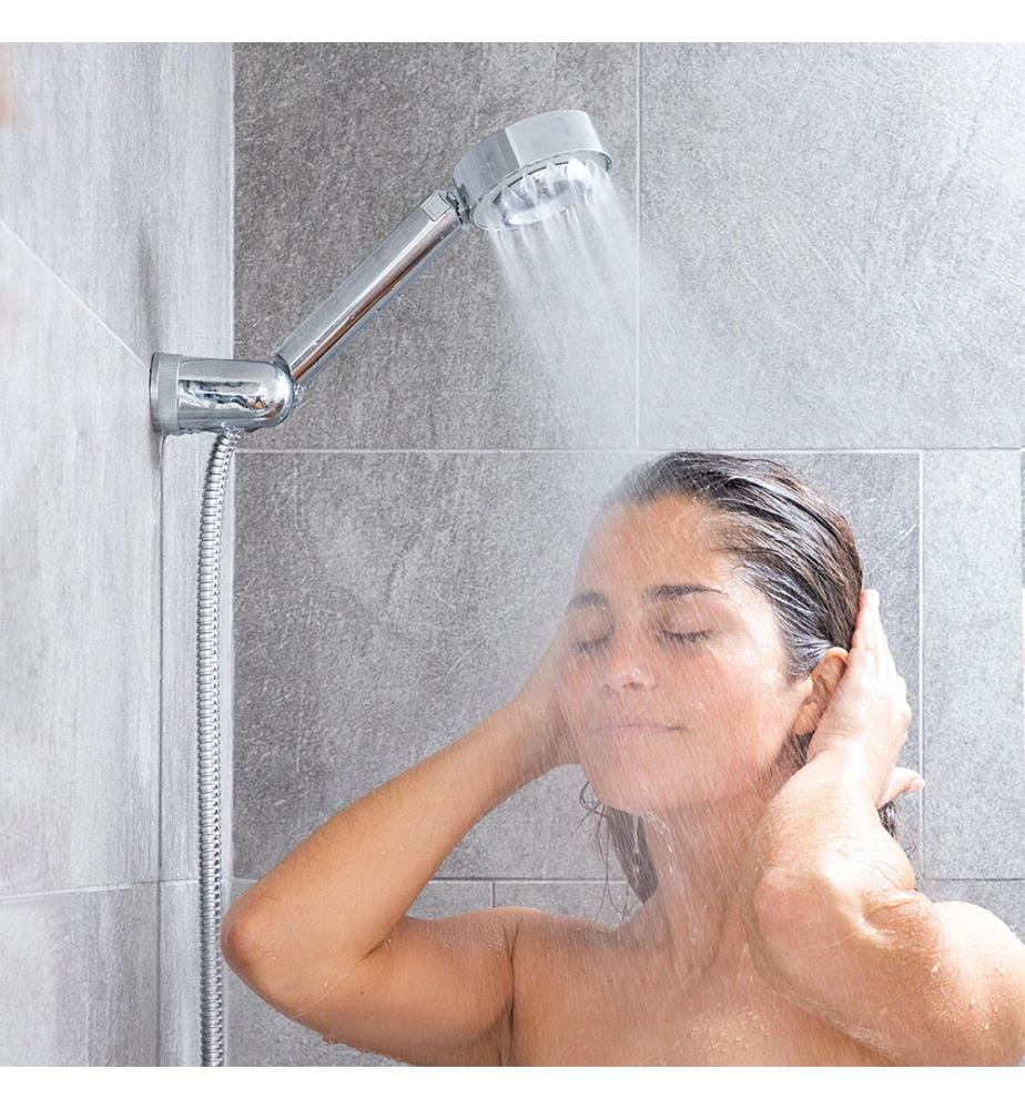 Double Pommeau de Douche avec Distributeur 3 en 1 - Argenté