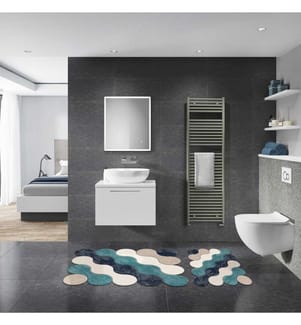 Badematten-Set, 2-teilig, Blau, Polyester, 1300 g/m²