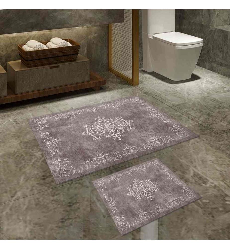 Badematten-Set, 2-teilig, Beige, Weiss, Polyester, 850 g/m²