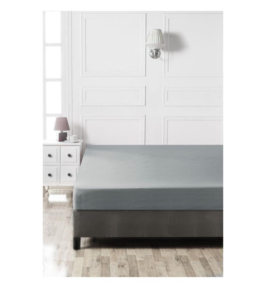 Drap-housse Ranforce pour lit simple (petit), gris foncé, 100 % coton