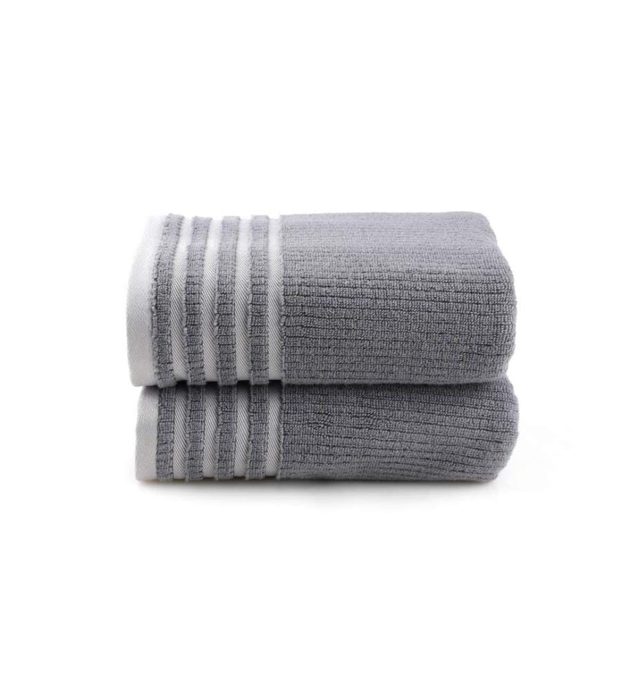 Hand Towel Set, 2 Pieces, Dark Grey, 100% Microcotton