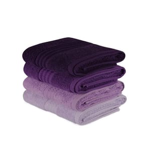 Ensemble de 4 serviettes pour les mains, lilas clair, lilas, violet, violet foncé, coton, 500 g/m²