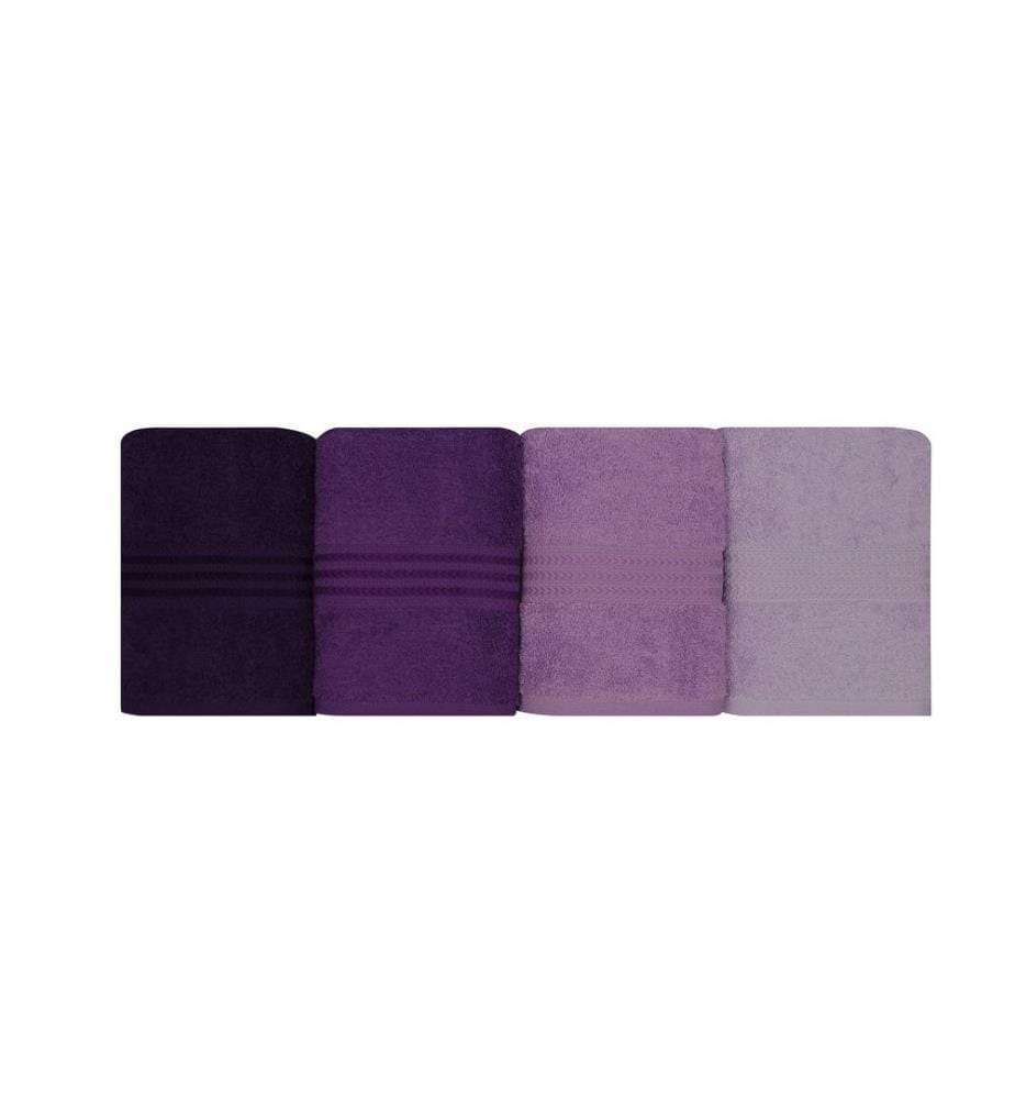 Ensemble de 4 serviettes pour les mains, lilas clair, lilas, violet, violet foncé, coton, 500 g/m²