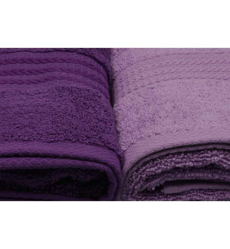 Ensemble de 4 serviettes pour les mains, lilas clair, lilas, violet, violet foncé, coton, 500 g/m²