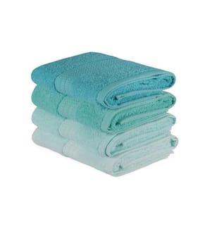 Ensemble de 4 serviettes de toilette, vert d'eau, vert clair, vert, menthe, coton, 500 g/m²