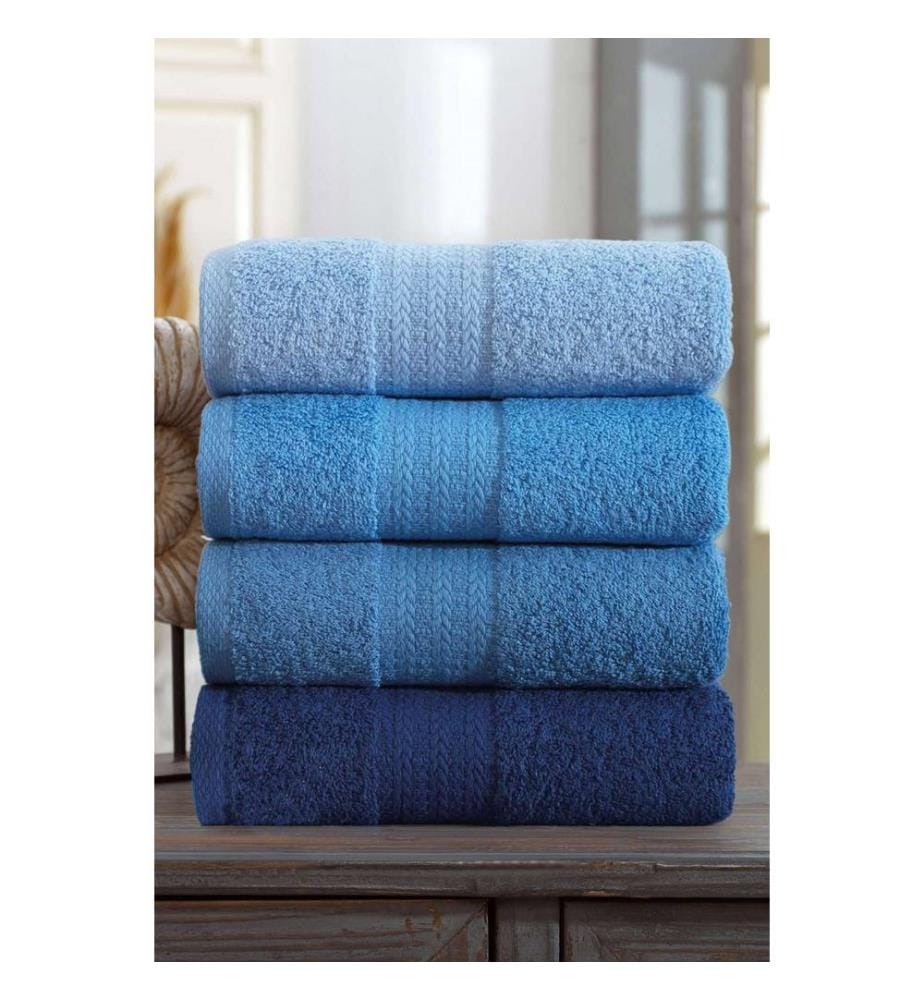 Hand Towel Set, 4 Pieces, Blue, 100% COTTON