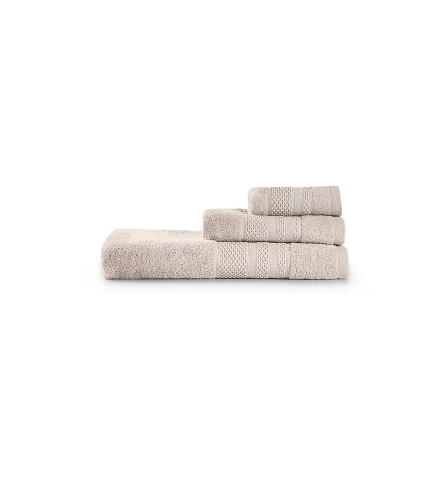Ensemble de serviettes, 3 pièces, cappuccino, 100 % coton