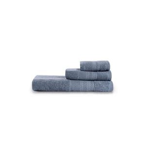 Ensemble de serviettes, 3 pièces, bleu indigo, 100 % coton