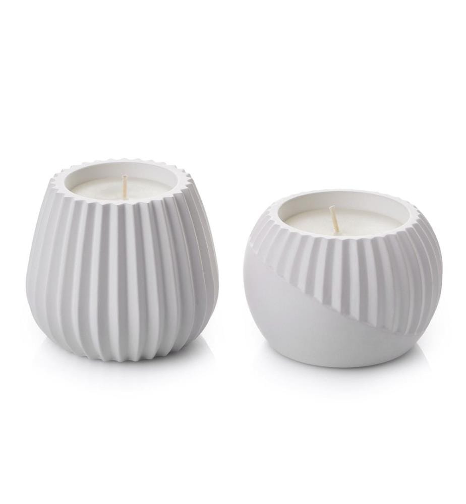 Set di 2 candele, bianche, 100% paraffina (5% oleose)