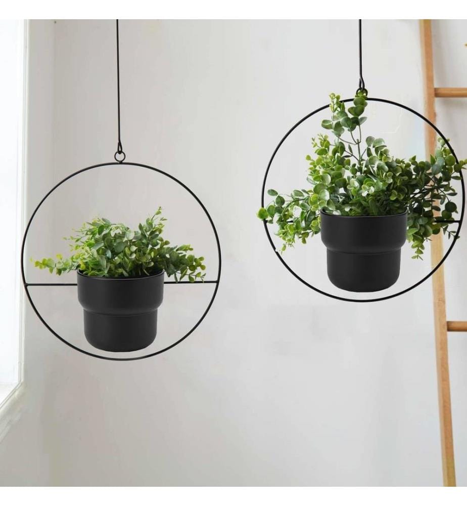 Jardiniere, Schwarz, Haken und Seil sind im Lieferumfang enthalten