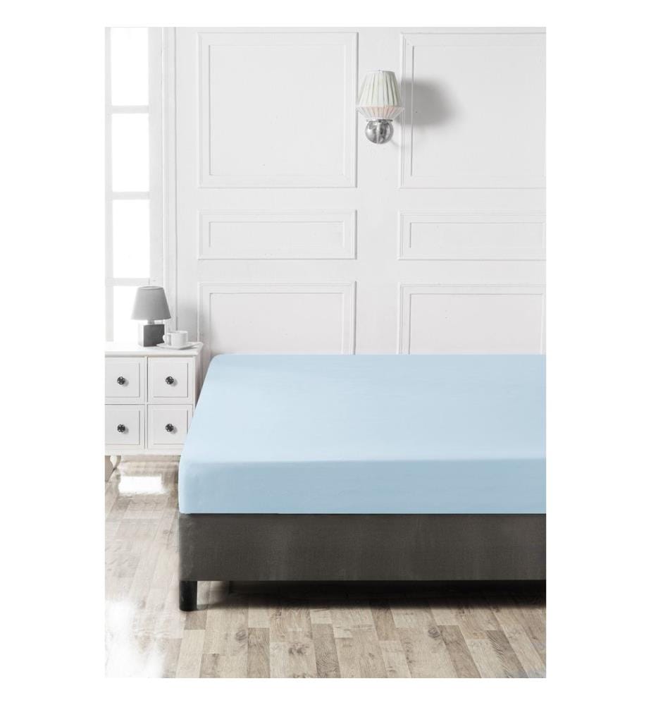 Drap-housse Ranforce Super King, bleu clair, 100 % coton