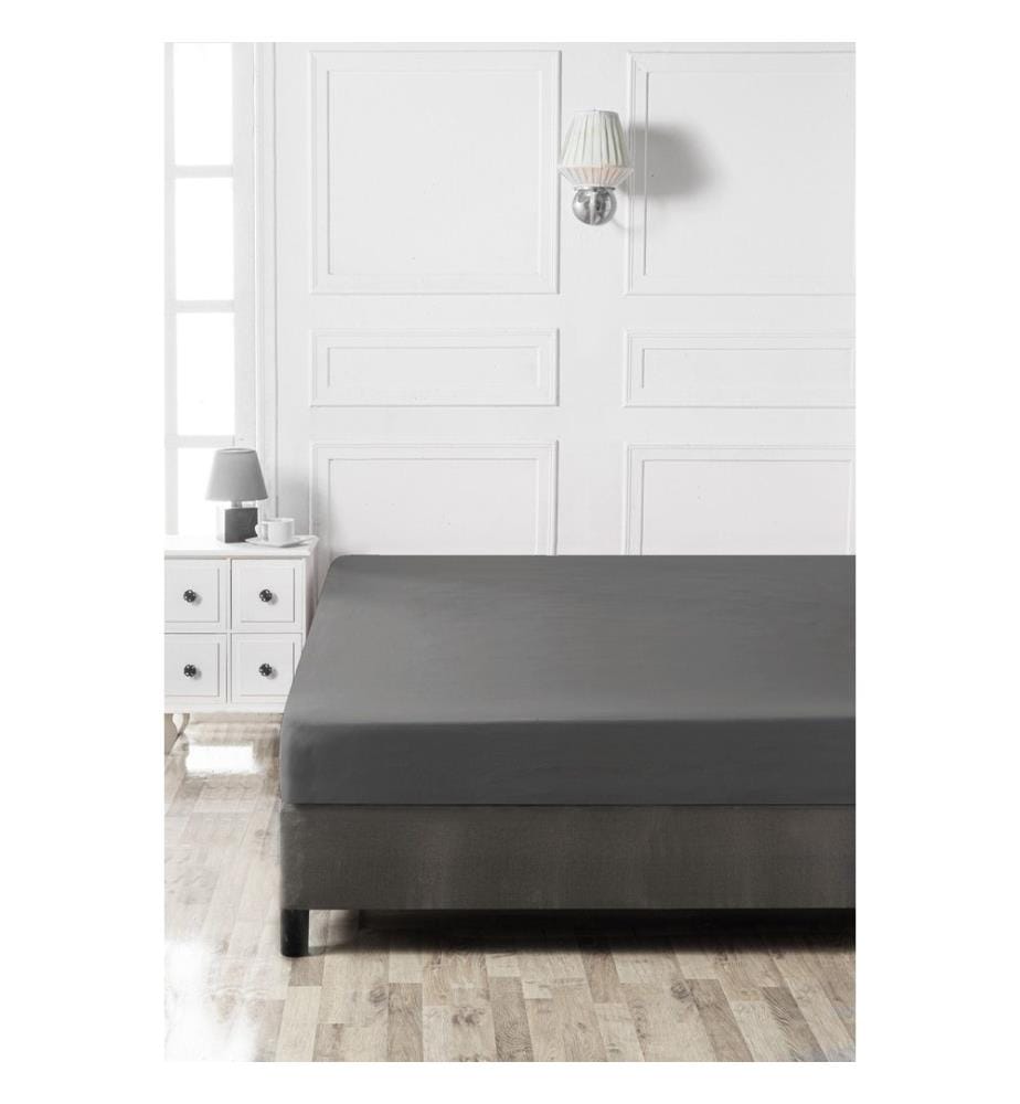 Drap-housse Ranforce Super King, anthracite, 100 % coton