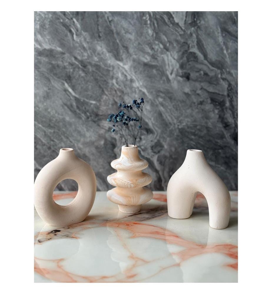 Ensemble de vases, beige, 100 % béton