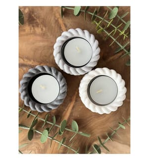 Set di candele, 3 pezzi, viola, 100% cemento