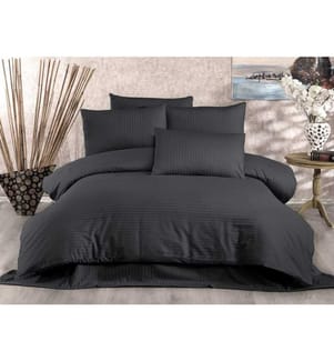 Satin-Bettwäscheset (Einzelbett), Anthrazit, Baumwollsatin