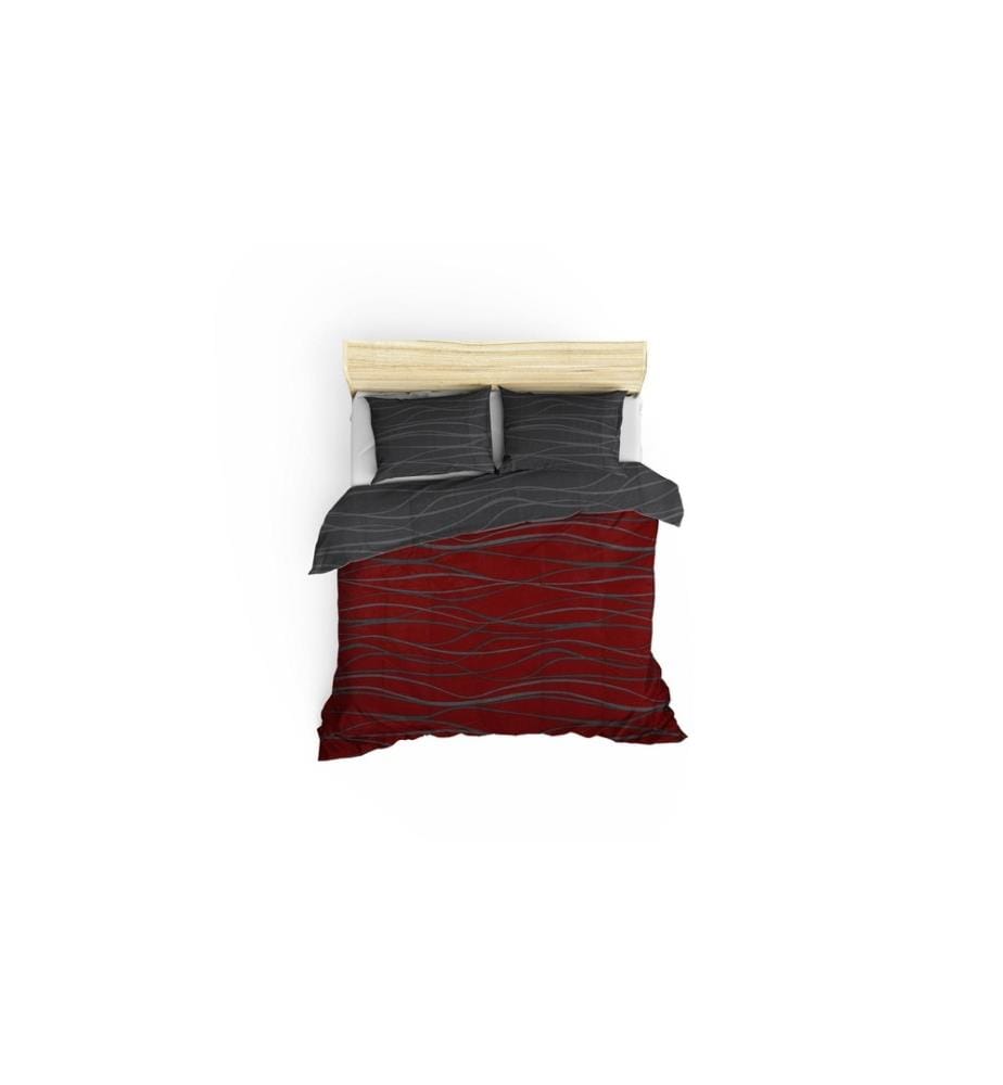 Einzelbettwäsche-Set, Bordeauxrot, Anthrazit, 65 % Baumwolle / 35 % Polyester