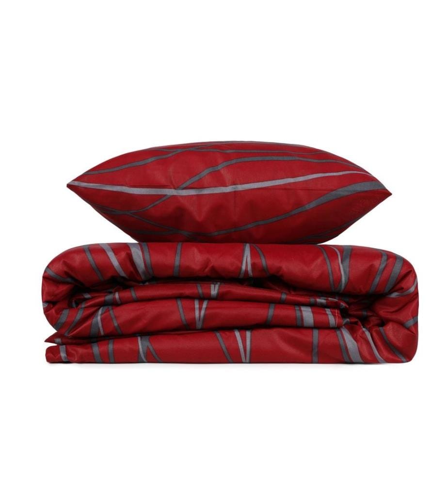 Einzelbettwäsche-Set, Bordeauxrot, Anthrazit, 65 % Baumwolle / 35 % Polyester