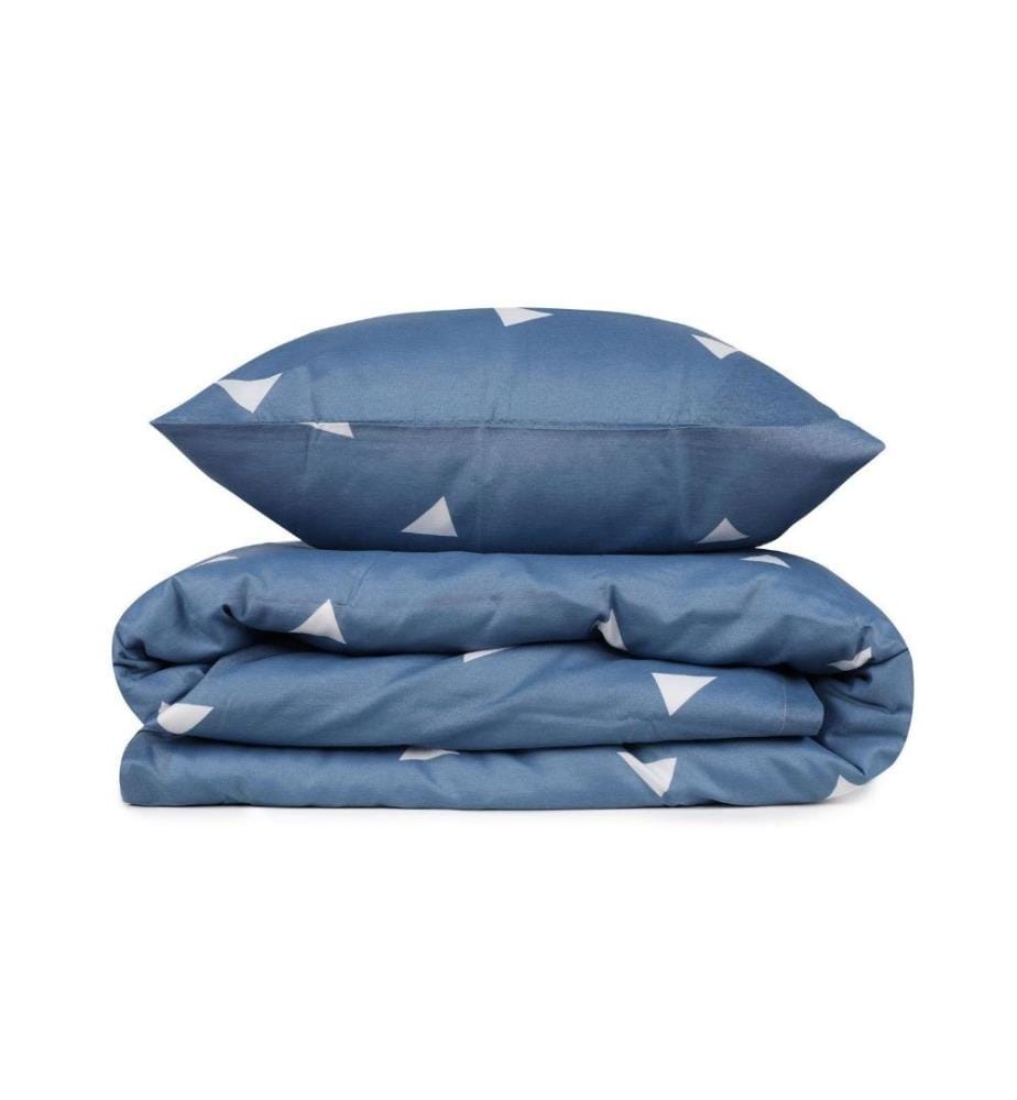Einzelbettwäsche-Set, Blau, Weiss, 65 % Baumwolle / 35 % Polyester