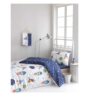 Einzelbettwäsche-Set, Dunkelblau, 65 % Baumwolle / 35 % Polyester