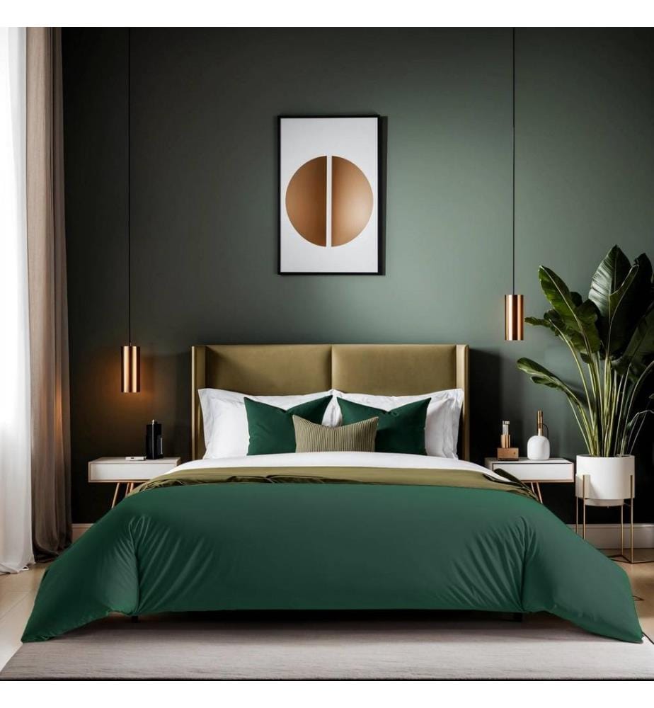 Copripiumino matrimoniale Ranforce, verde scuro, 100% cotone RANFORCE