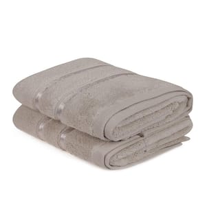 Lot de 2 serviettes de toilette, marron clair, microcoton, 560 g/m²