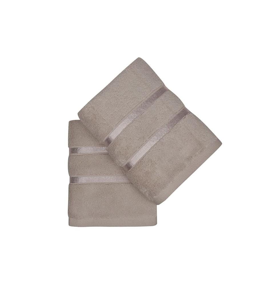 Hand Towel Set, 2 Pieces, Light Brown, Microcotton, 560 gr/m²