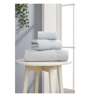 Ensemble de serviettes, 3 pièces, gris clair, 100 % coton