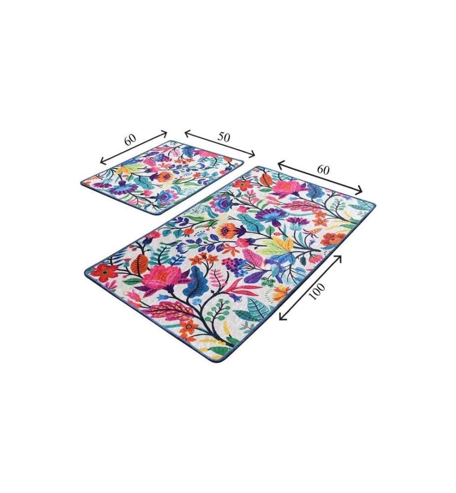 Badematten-Set, 2-teilig, mehrfarbig, Samtstoff, 10 mm Florhöhe