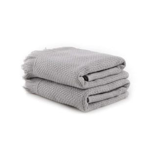 Ensemble de 2 serviettes de toilette, gris clair, 100 % microfibre de coton