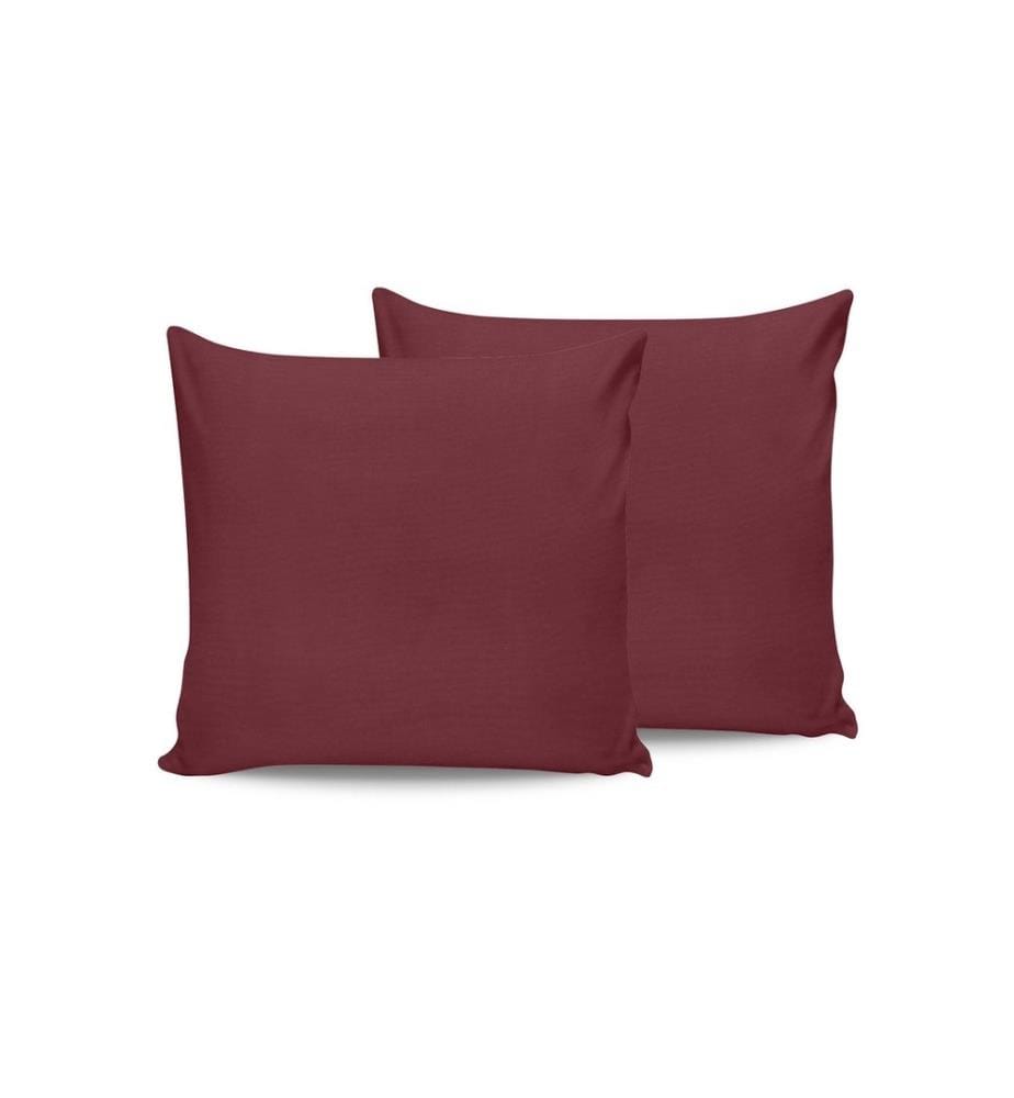 Ensemble de 2 taies d'oreiller, bordeaux, 100 % coton Ranforce